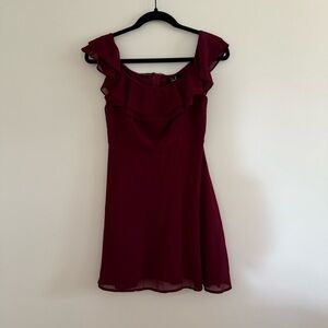 Lulu's Deep Red Dress with Elegant Design
